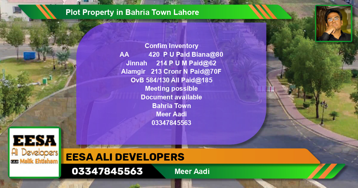 Residential Plot for Sale in Bahria Town, Lahore - (BP-61244)