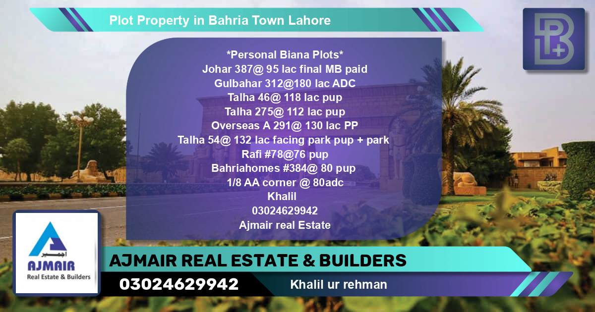 Residential Plot for Sale in Bahria Town, Lahore - (BP-61258)