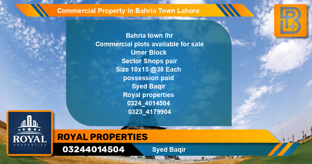 Commercial Property for Sale in Bahria Town, Lahore - (BP-61277)