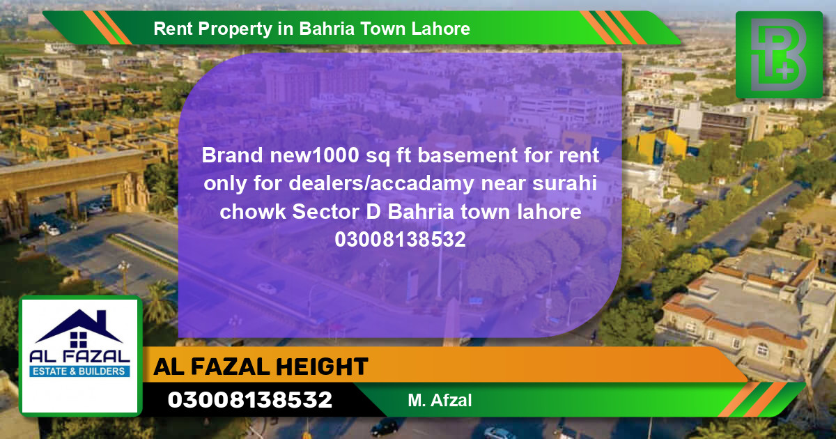 Residential Property for Rent in Bahria Town, Lahore - (BP-61280)