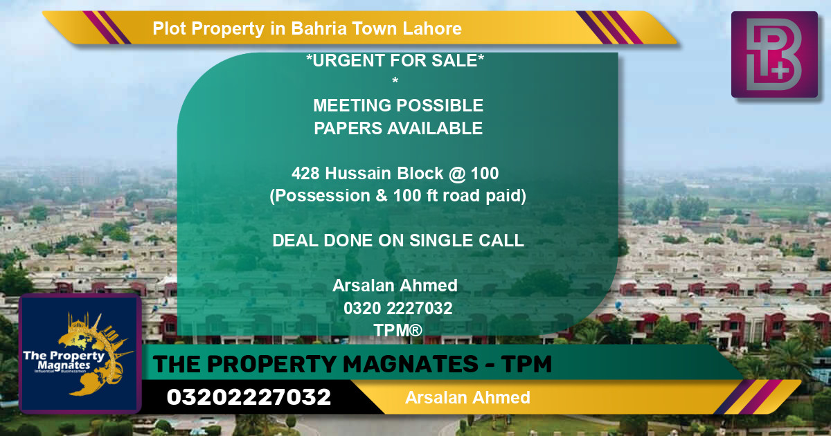 Residential Plot for Sale in Bahria Town, Lahore - (BP-61294)
