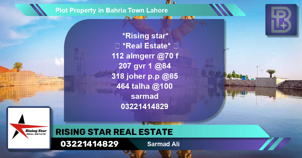 Residential Plot for Sale in Bahria Town, Lahore - (BP-61325)