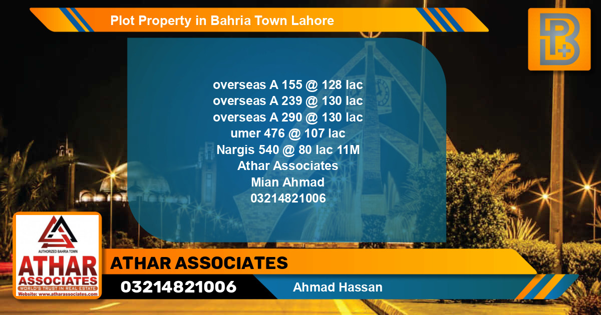 Residential Plot for Sale in Bahria Town, Lahore - (BP-61343)