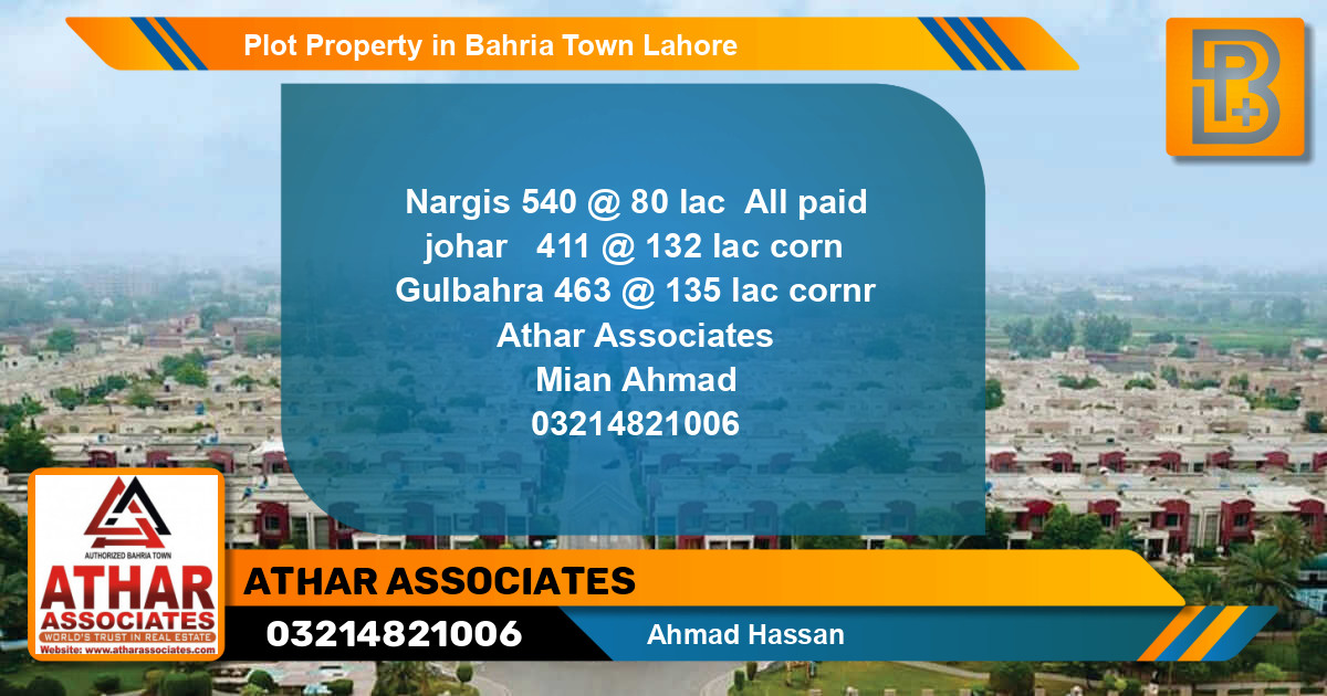 Residential Plot for Sale in Bahria Town, Lahore - (BP-61431)