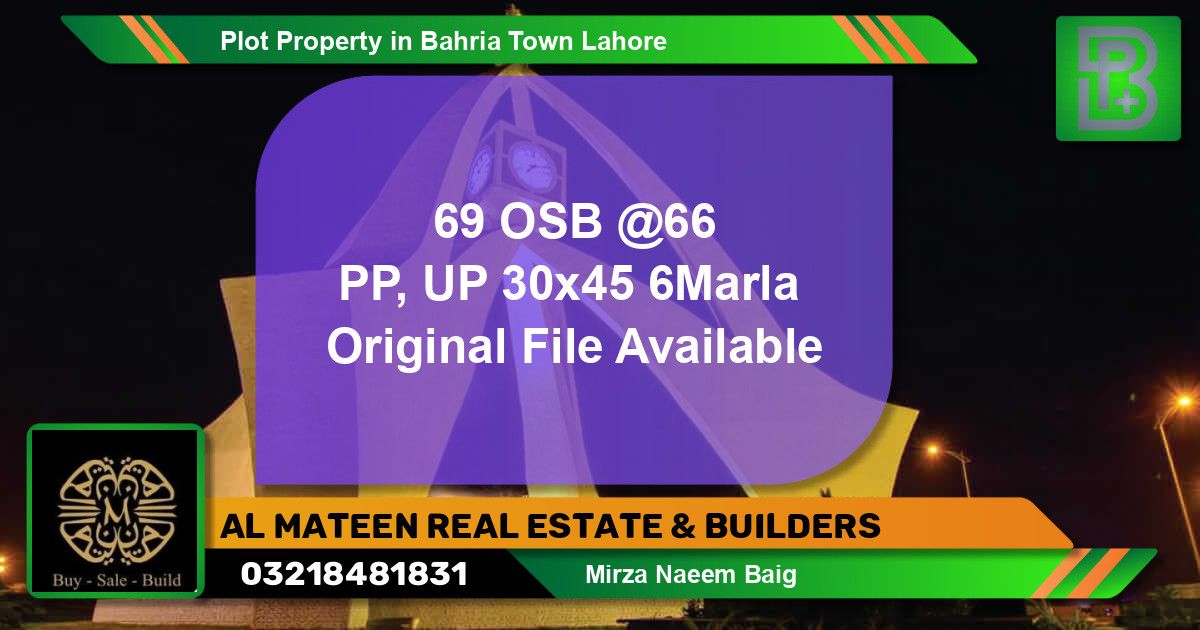 Residential Plot for Sale in Bahria Town, Lahore - (BP-61435)