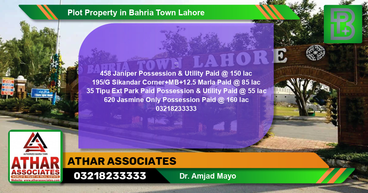 Residential Plot for Sale in Bahria Town, Lahore - (BP-61441)