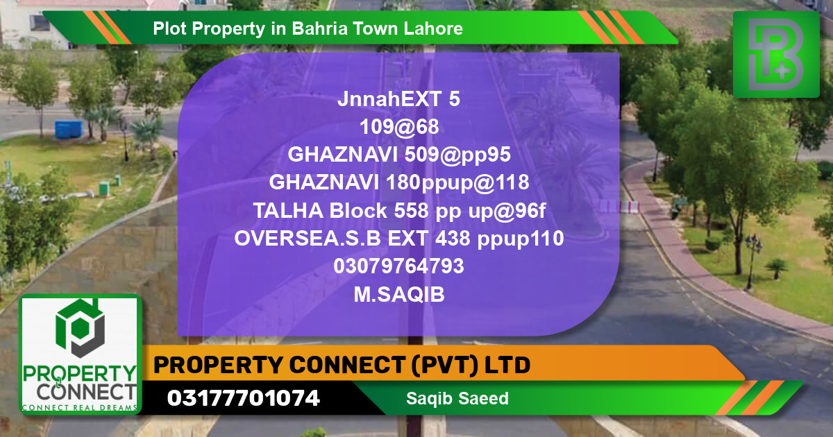 Residential Plot for Sale in Bahria Town, Lahore - (BP-61479)