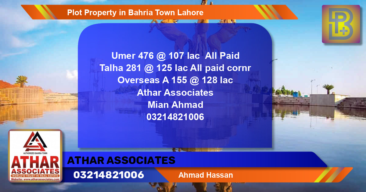 Residential Plot for Sale in Bahria Town, Lahore - (BP-61540)
