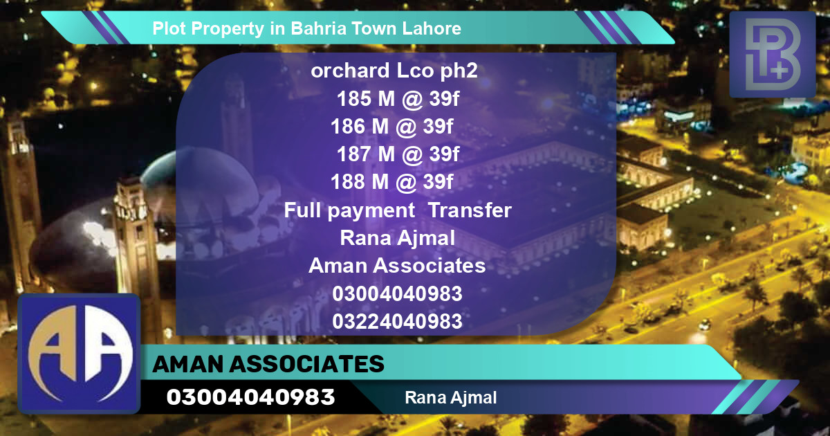 Residential Plot for Sale in Bahria Town, Lahore - (BP-61608)