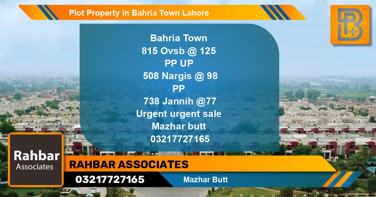 Residential Plot for Sale in Bahria Town, Lahore - (BP-61639)