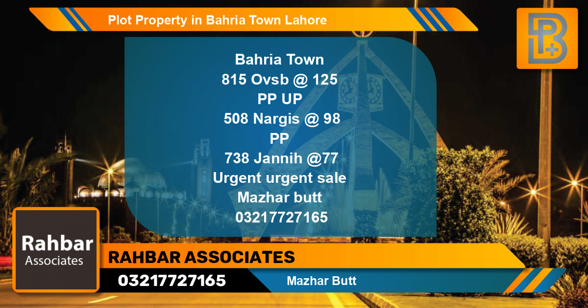 Residential Plot for Sale in Bahria Town, Lahore - (BP-61641)