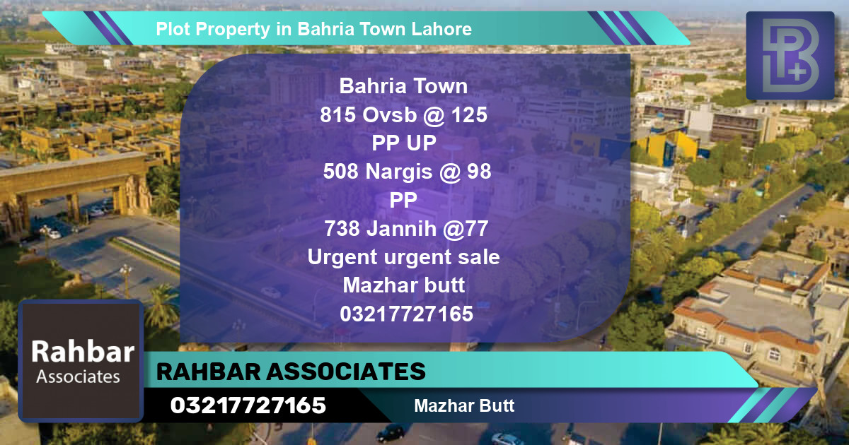 Residential Plot for Sale in Bahria Town, Lahore - (BP-61643)