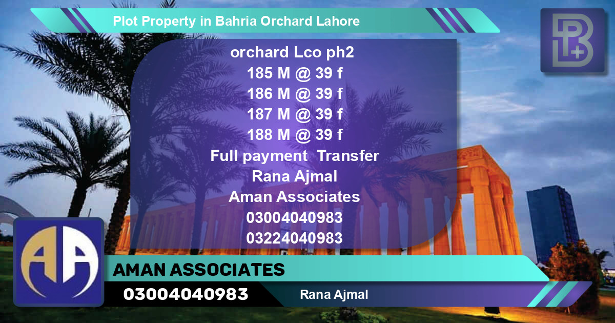 Residential Plot for Sale in Bahria Orchard, Lahore - (BP-61662)