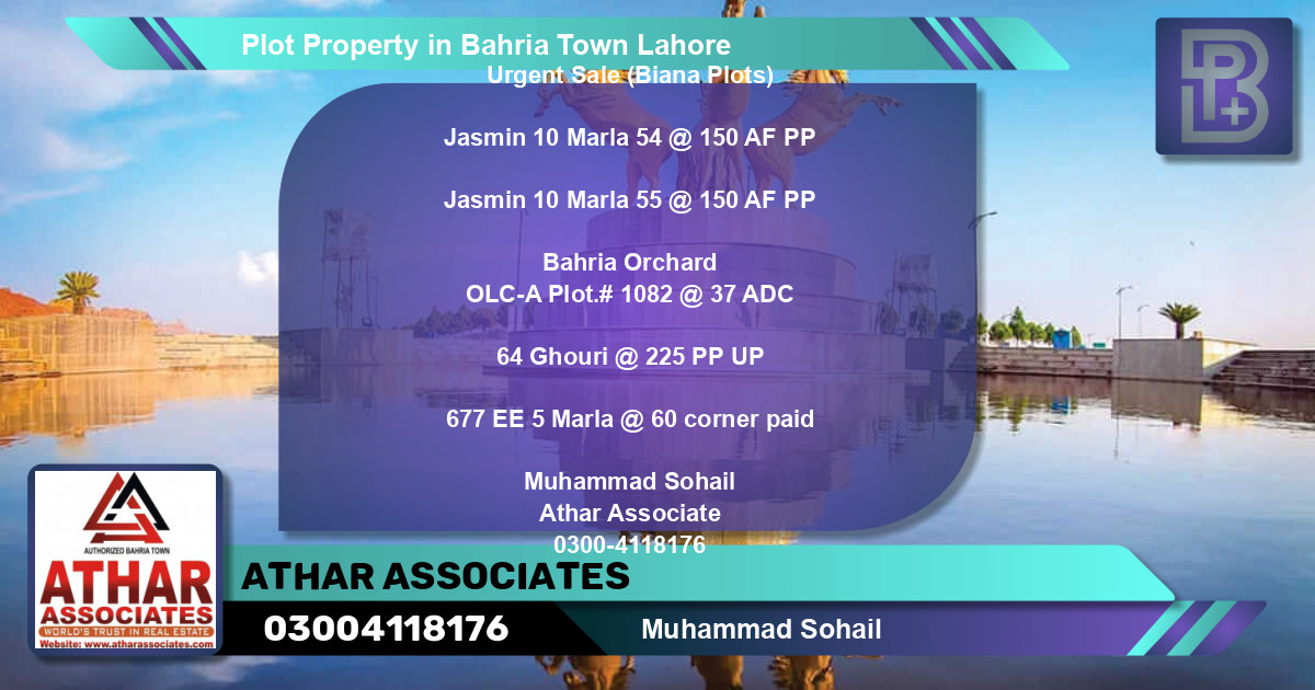 Residential Plot for Sale in Bahria Town, Lahore - (BP-61665)