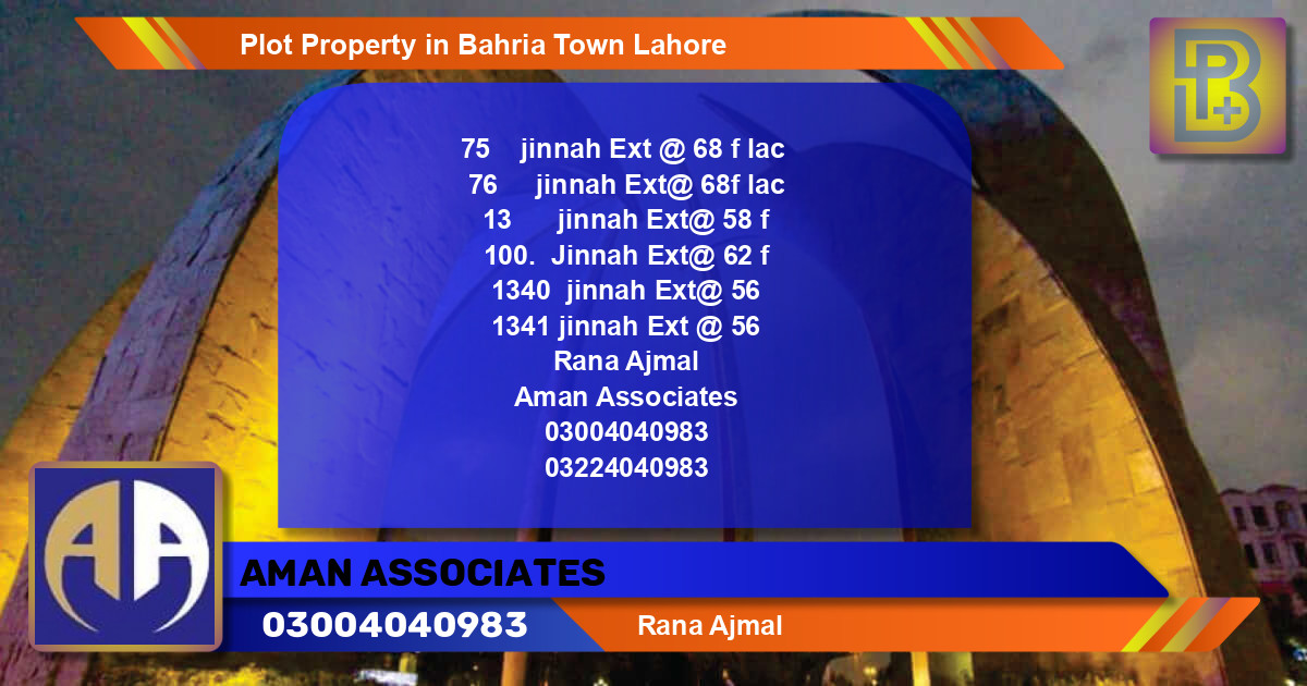 Residential Plot for Sale in Bahria Town, Lahore - (BP-61667)