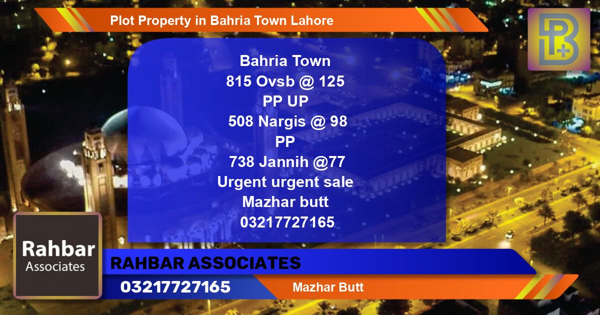 Residential Plot for Sale in Bahria Town, Lahore - (BP-61687)