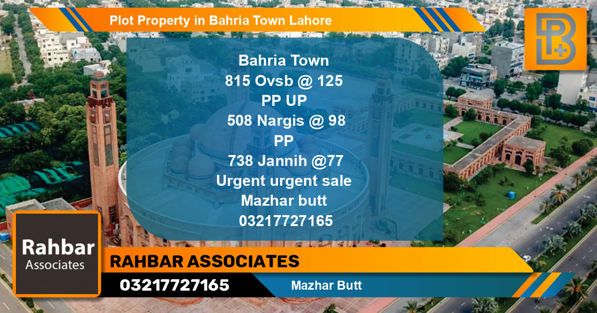 Residential Plot for Sale in Bahria Town, Lahore - (BP-61688)