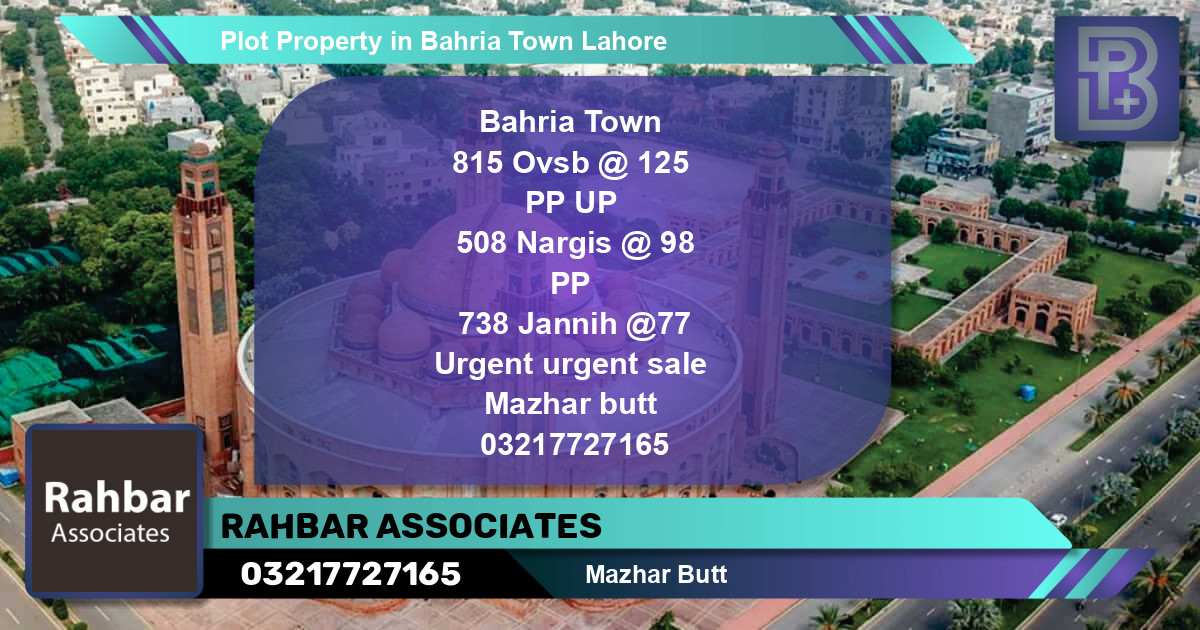 Residential Plot for Sale in Bahria Town, Lahore - (BP-61691)