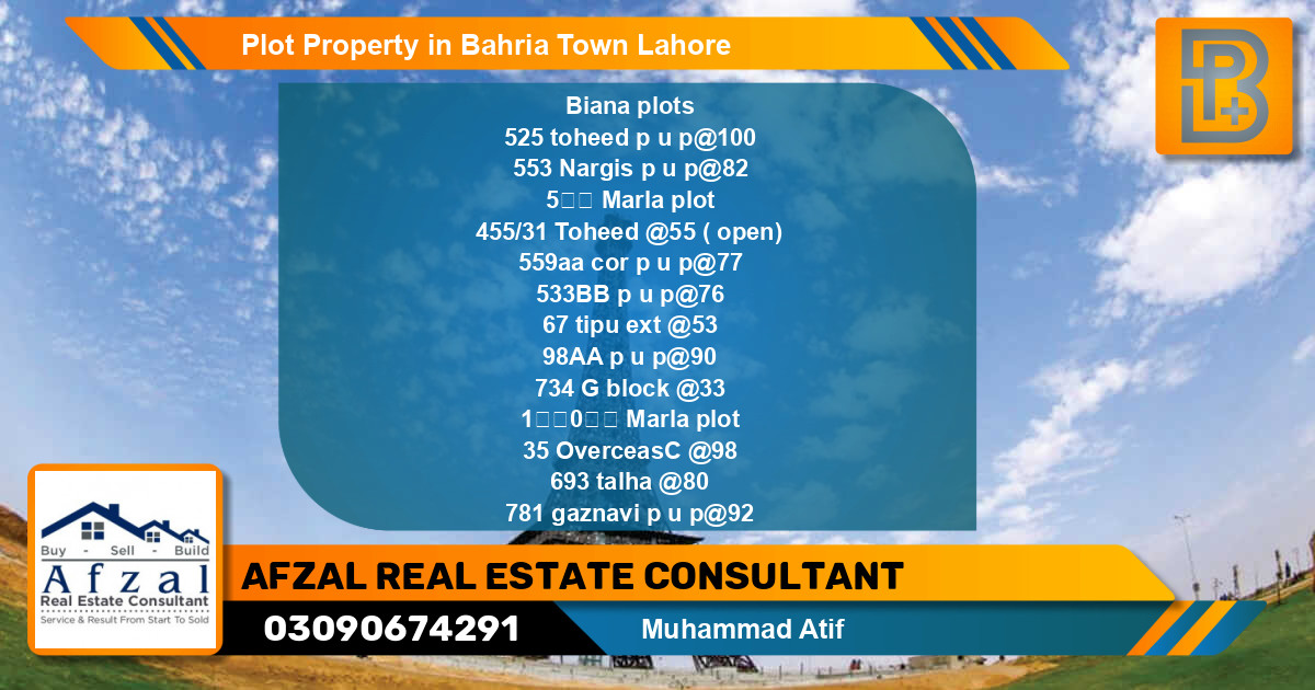 Residential Plot for Sale in Bahria Town, Lahore - (BP-61700)