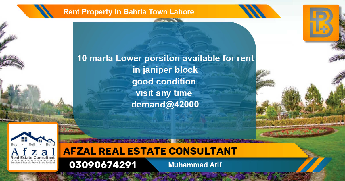 Residential Property for Rent in Bahria Town, Lahore - (BP-61701)