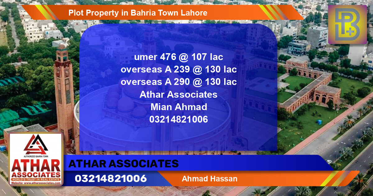 Residential Plot for Sale in Bahria Town, Lahore - (BP-61706)