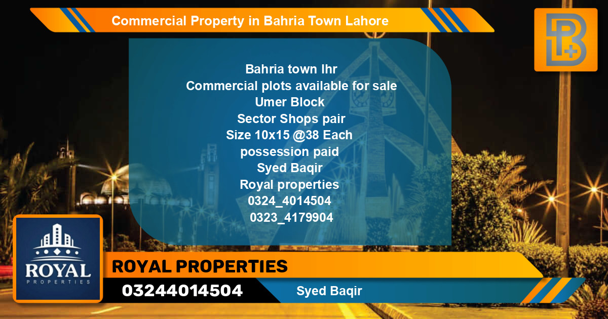Commercial Property for Sale in Bahria Town, Lahore - (BP-61713)
