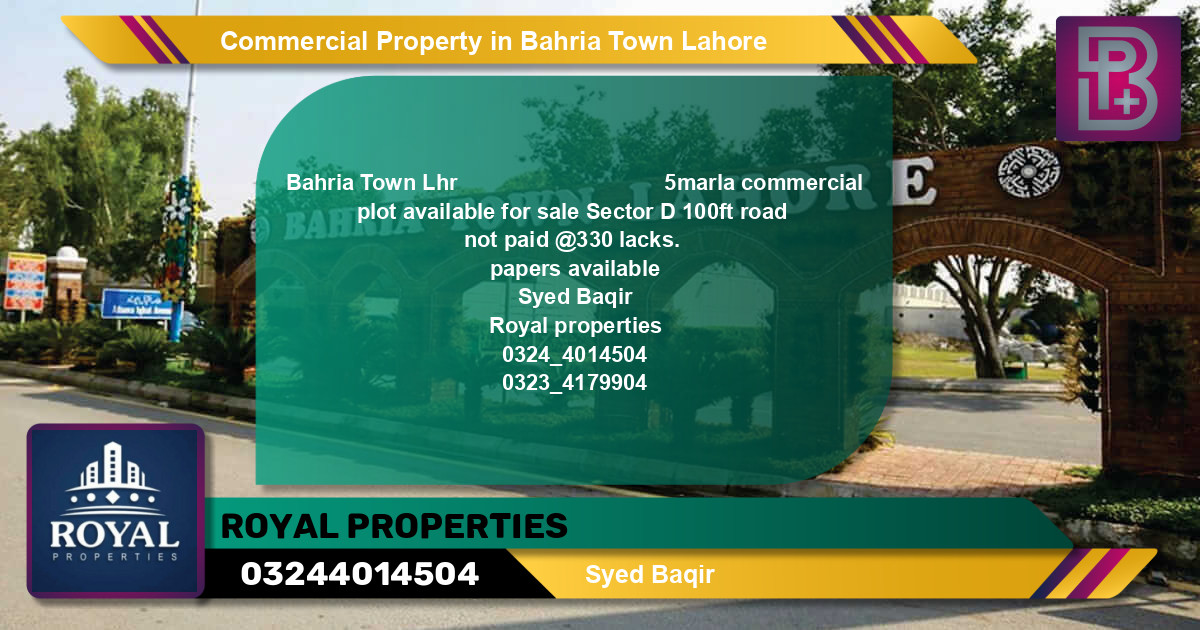 Commercial Property for Sale in Bahria Town, Lahore - (BP-61716)