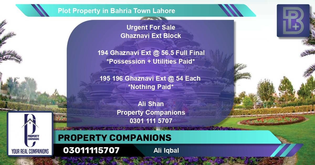 Residential Plot for Sale in Bahria Town, Lahore - (BP-61723)