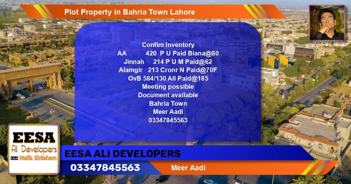 Residential Plot for Sale in Bahria Town, Lahore - (BP-61727)
