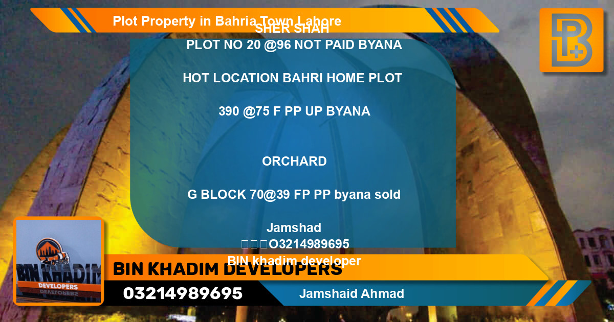 Residential Plot for Sale in Bahria Town, Lahore - (BP-61746)