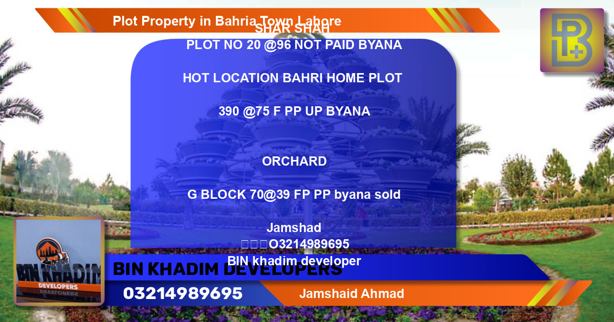 Residential Plot for Sale in Bahria Town, Lahore - (BP-61747)
