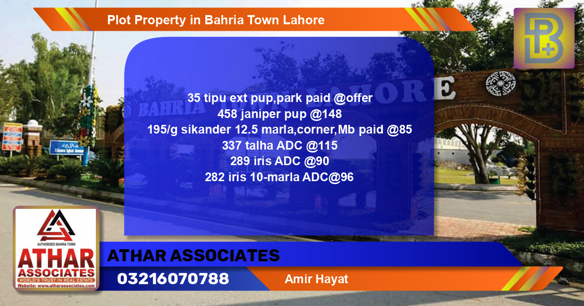 Residential Plot for Sale in Bahria Town, Lahore - (BP-61750)
