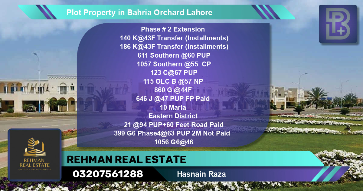 Residential Plot for Sale in Bahria Orchard, Lahore - (BP-61754)