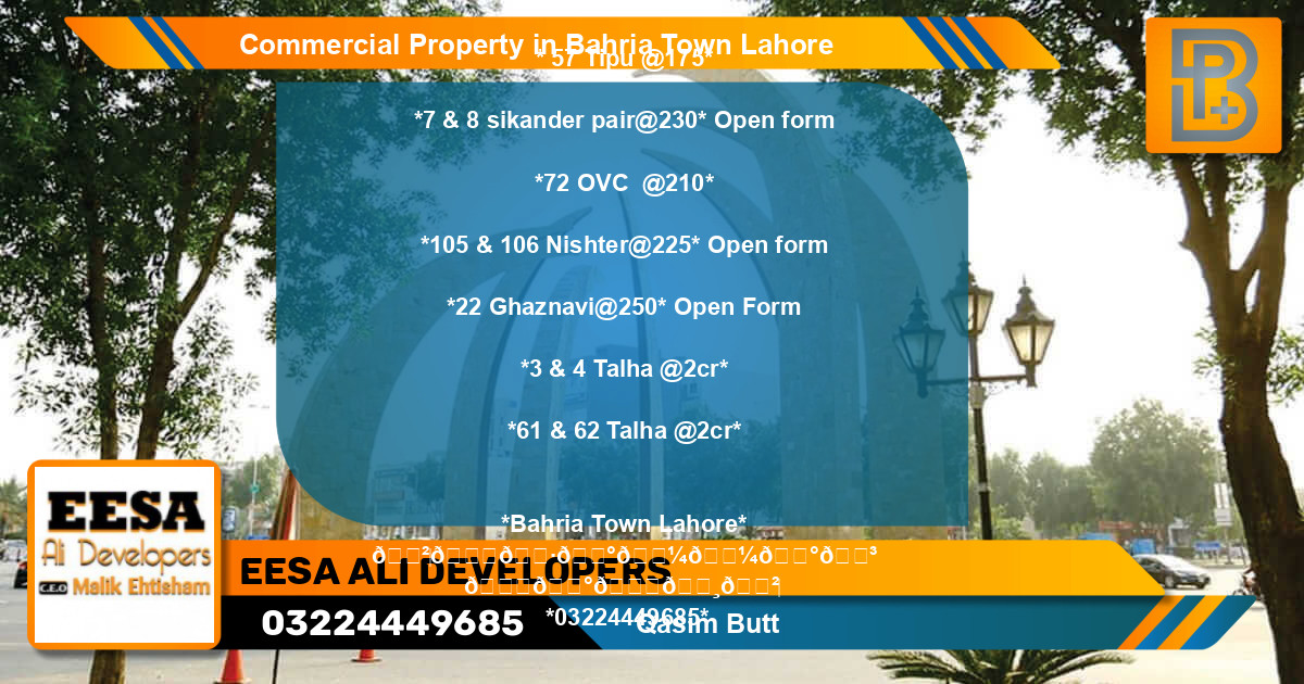 Commercial Property for Sale in Bahria Town, Lahore - (BP-61762)