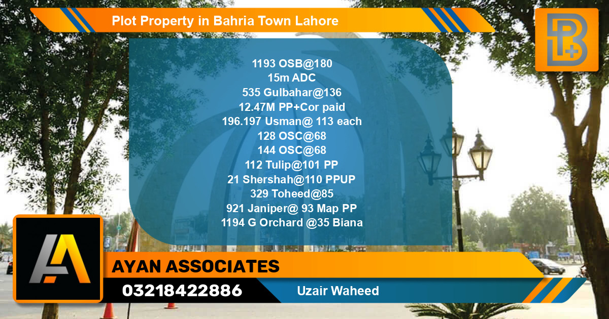 Residential Plot for Sale in Bahria Town, Lahore - (BP-61810)