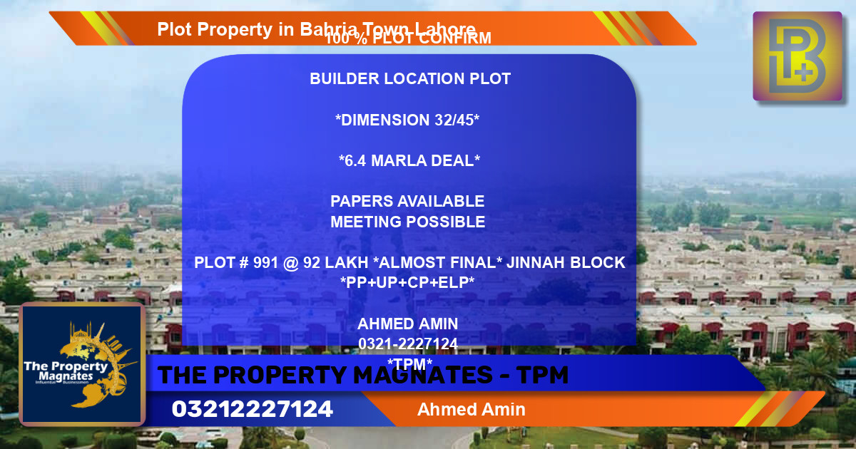 Residential Plot for Sale in Bahria Town, Lahore - (BP-61819)