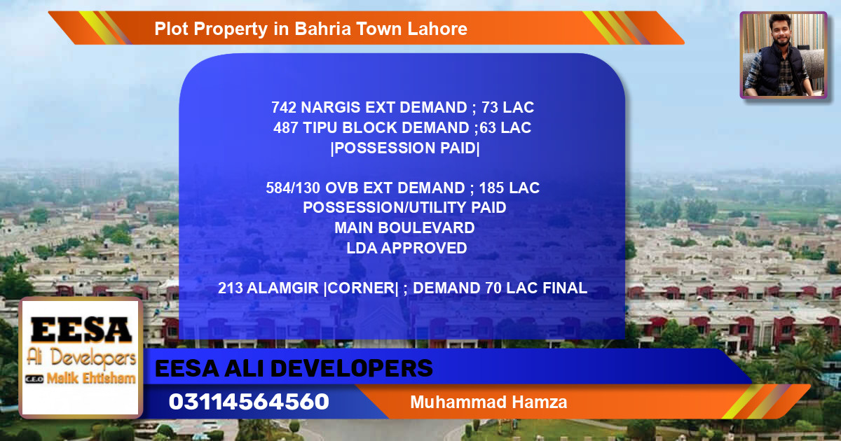 Residential Plot for Sale in Bahria Town, Lahore - (BP-61826)