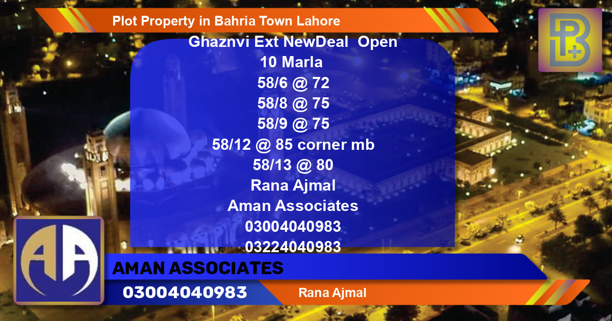 Residential Plot for Sale in Bahria Town, Lahore - (BP-61830)