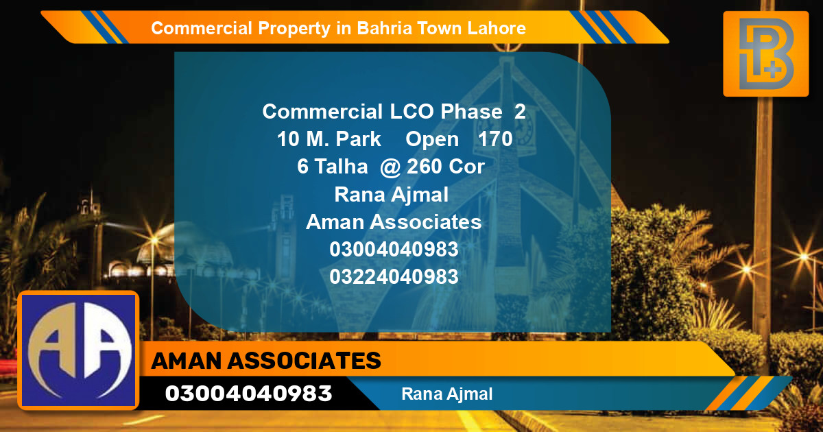 Commercial Property for Sale in Bahria Town, Lahore - (BP-61853)