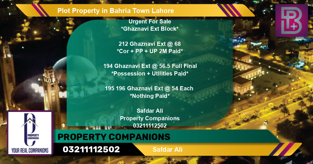 Residential Plot for Sale in Bahria Town, Lahore - (BP-61854)