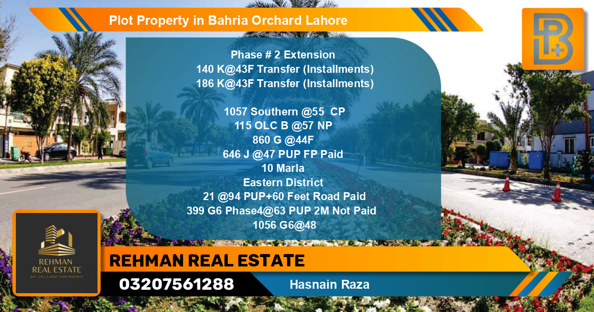 Residential Plot for Sale in Bahria Orchard, Lahore - (BP-61863)