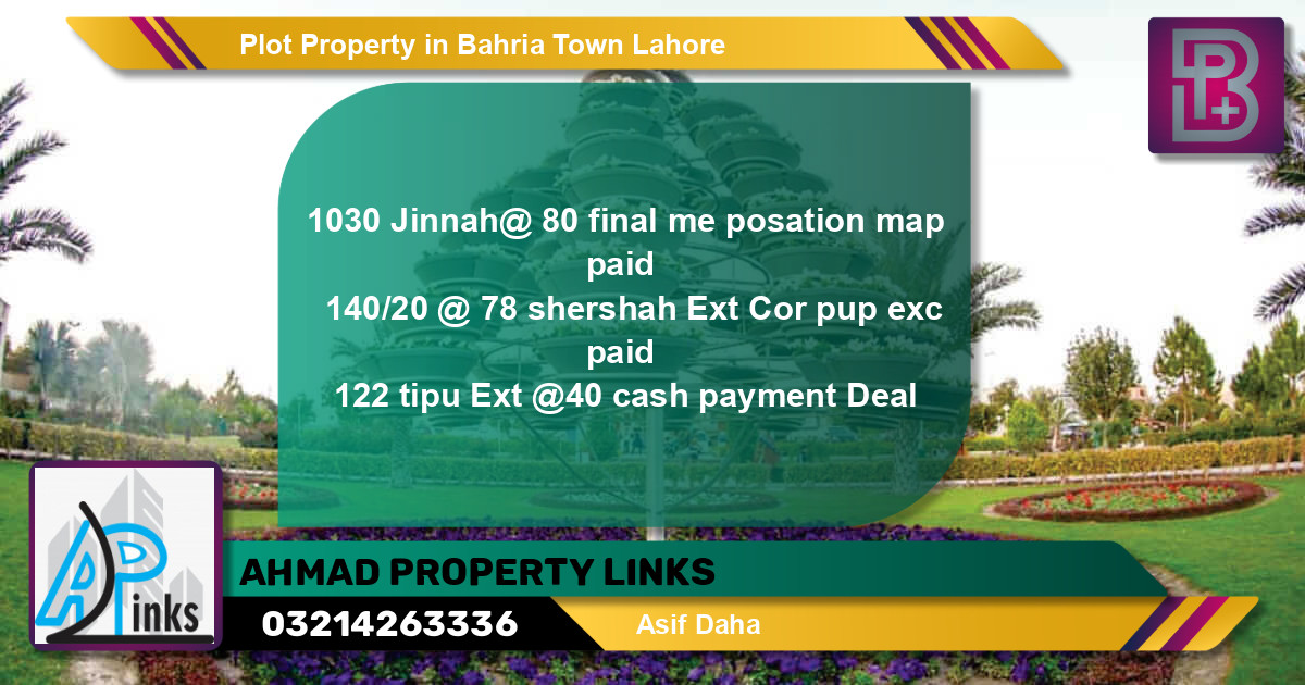 Residential Plot for Sale in Bahria Town, Lahore - (BP-61899)