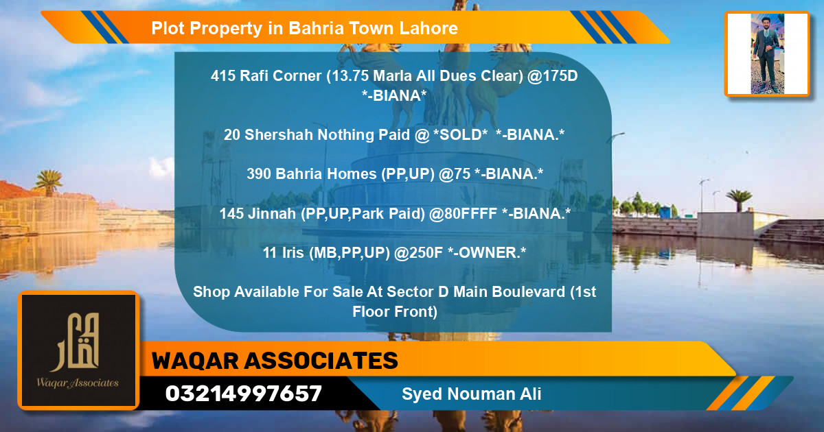 Residential Plot for Sale in Bahria Town, Lahore - (BP-61910)