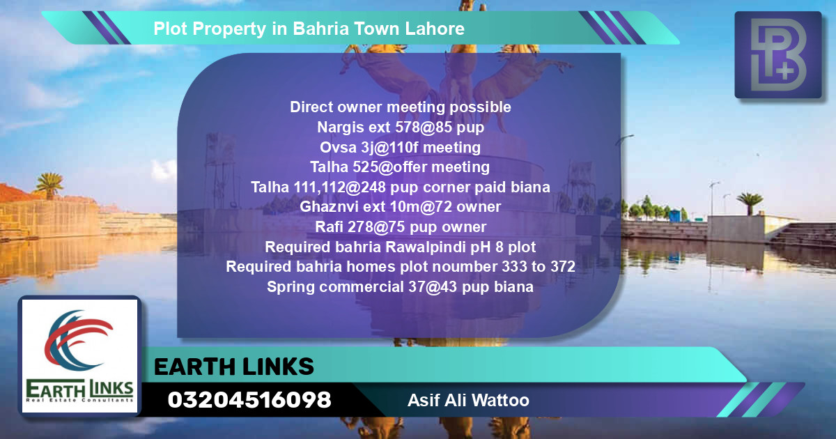Commercial Plot for Sale in Bahria Town, Lahore - (BP-61913)