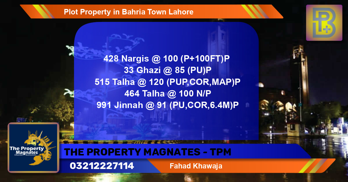 Residential Plot for Sale in Bahria Town, Lahore - (BP-61939)