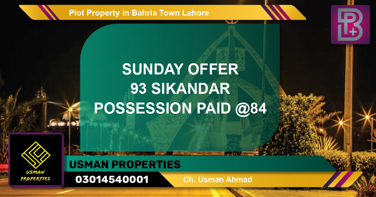Residential Plot for Sale in Bahria Town, Lahore - (BP-61952)
