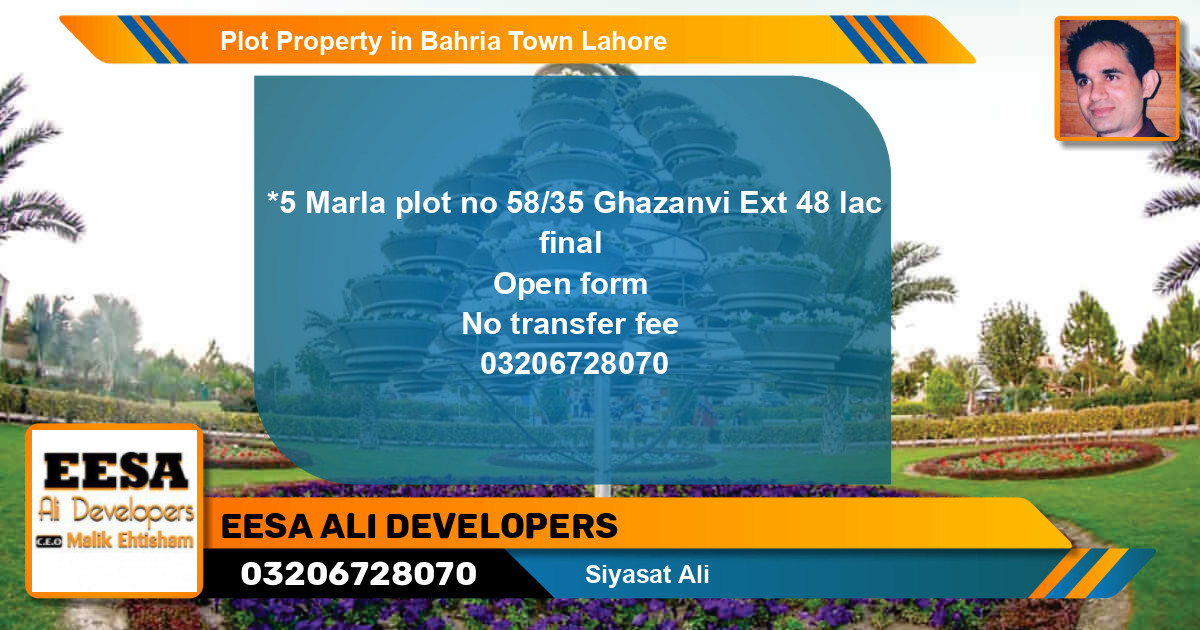 Residential Plot for Sale in Bahria Town, Lahore - (BP-61965)