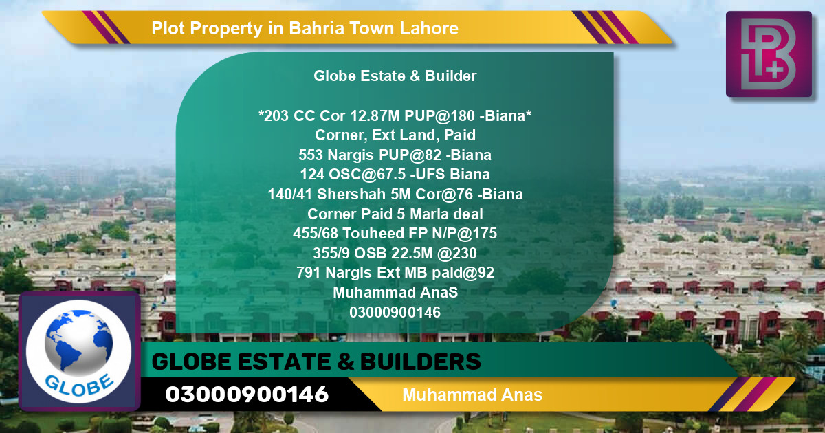 Residential Plot for Sale in Bahria Town, Lahore - (BP-61968)
