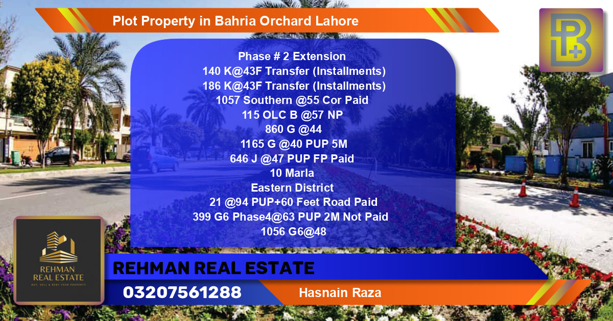 Residential Plot for Sale in Bahria Orchard, Lahore - (BP-61972)