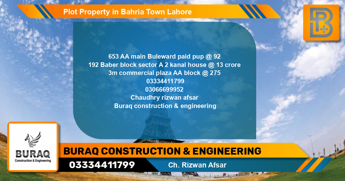 Commercial Plot for Sale in Bahria Town, Lahore - (BP-61974)